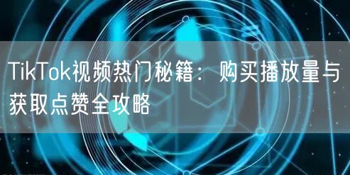 TikTok视频热门秘籍：购买播放量与获取点赞全攻略