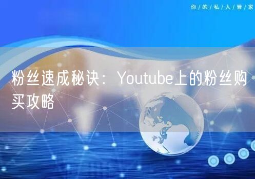 粉丝速成秘诀：Youtube上的粉丝购买攻略