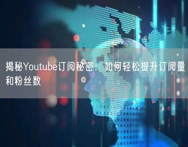 揭秘Youtube订阅秘密：如何轻松提升订阅量和粉丝数