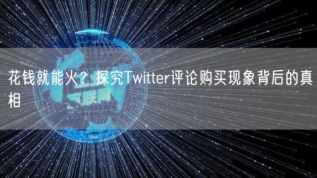 花钱就能火？探究Twitter评论购买现象背后的真相