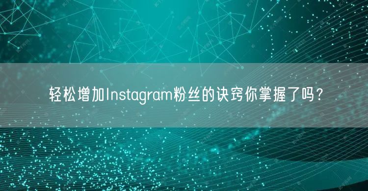 轻松增加Instagram粉丝的诀窍你掌握了吗？