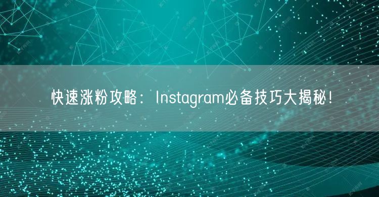 快速涨粉攻略：Instagram必备技巧大揭秘！