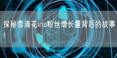 探秘雪滴花ins粉丝增长量背后的故事！