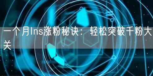 一个月Ins涨粉秘诀：轻松突破千粉大关