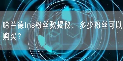 哈兰德Ins粉丝数揭秘：多少粉丝可以购买？