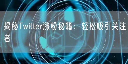 揭秘Twitter涨粉秘籍：轻松吸引关注者