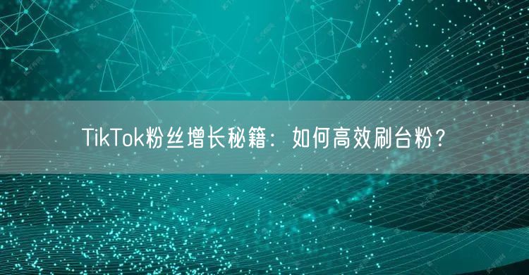 TikTok粉丝增长秘籍：如何高效刷台粉？