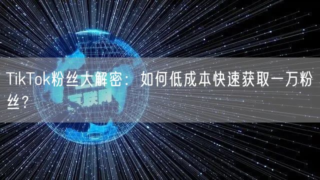 TikTok粉丝大解密：如何低成本快速获取一万粉丝？