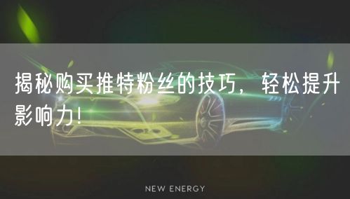 揭秘购买推特粉丝的技巧，轻松提升影响力！