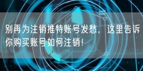 别再为注销推特账号发愁，这里告诉你购买账号如何注销！