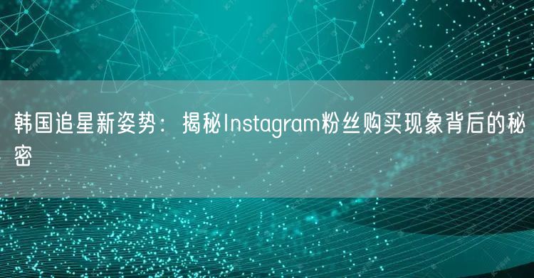 韩国追星新姿势：揭秘Instagram粉丝购买现象背后的秘密