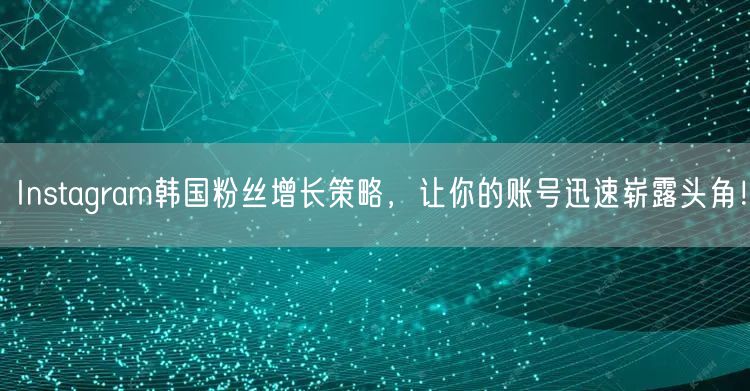 Instagram韩国粉丝增长策略，让你的账号迅速崭露头角！