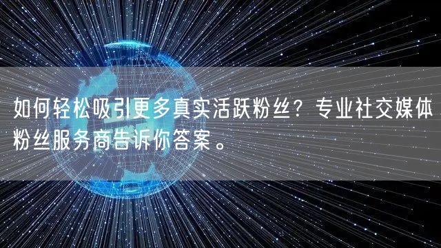 如何轻松吸引更多真实活跃粉丝？专业社交媒体粉丝服务商告诉你答案。