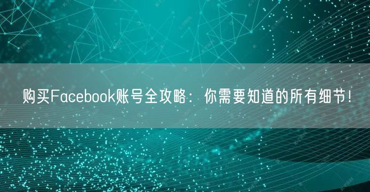 购买Facebook账号全攻略：你需要知道的所有细节！