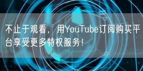 不止于观看，用YouTube订阅购买平台享受更多特权服务！