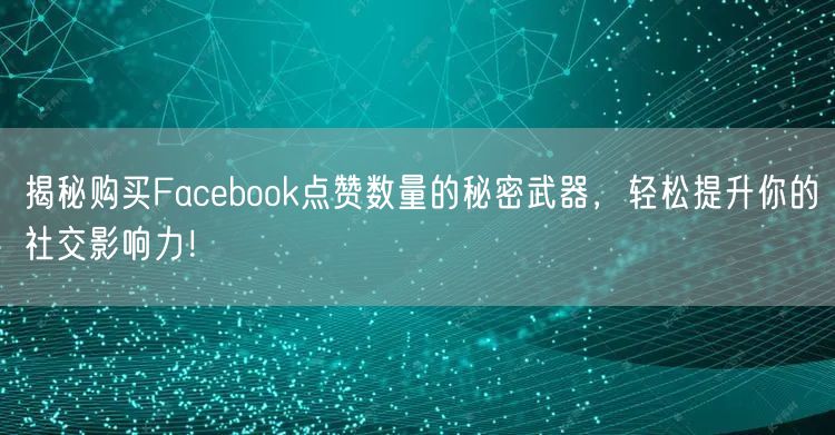 揭秘购买Facebook点赞数量的秘密武器，轻松提升你的社交影响力！