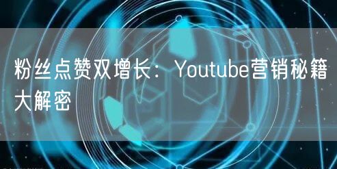 粉丝点赞双增长：Youtube营销秘籍大解密