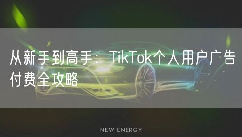 从新手到高手：TikTok个人用户广告付费全攻略
