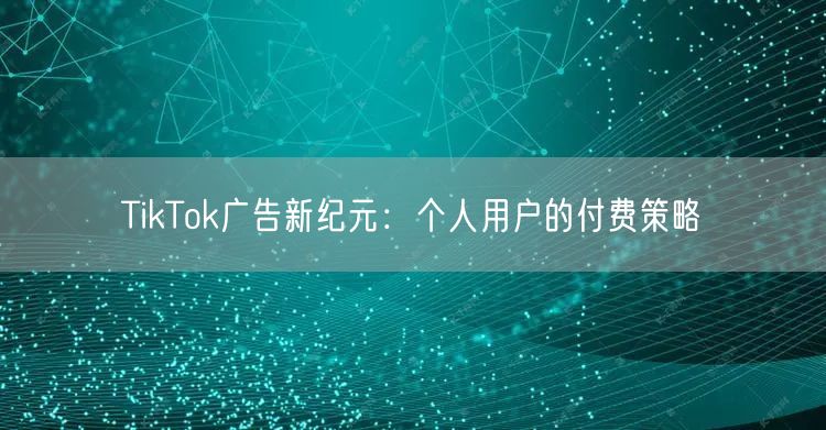 TikTok广告新纪元:个人用户的付费策略
